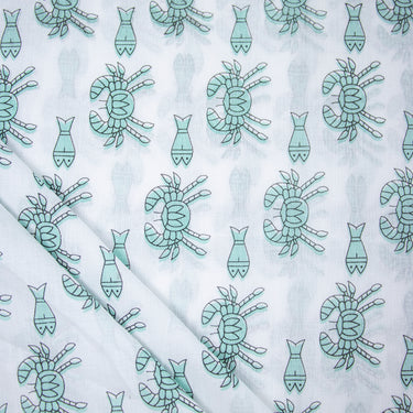 Latest Sky Blue Sanganeri Block Self Print Fabric Online