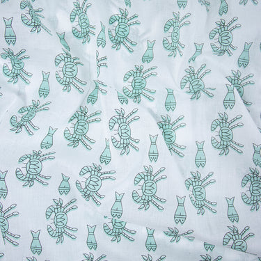Latest Sky Blue Sanganeri Block Self Print Fabric Online