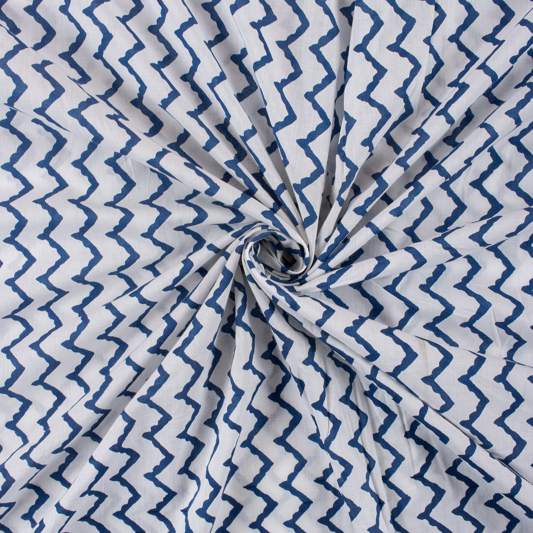 Zig Zag Jaipuri Block Print Fabric