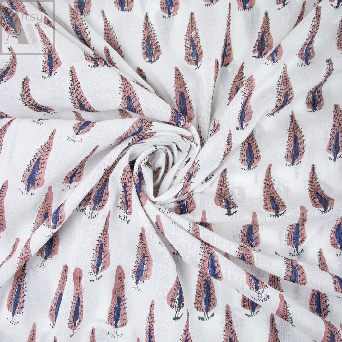 Softetst Leaf Hand Printed Fabric Online