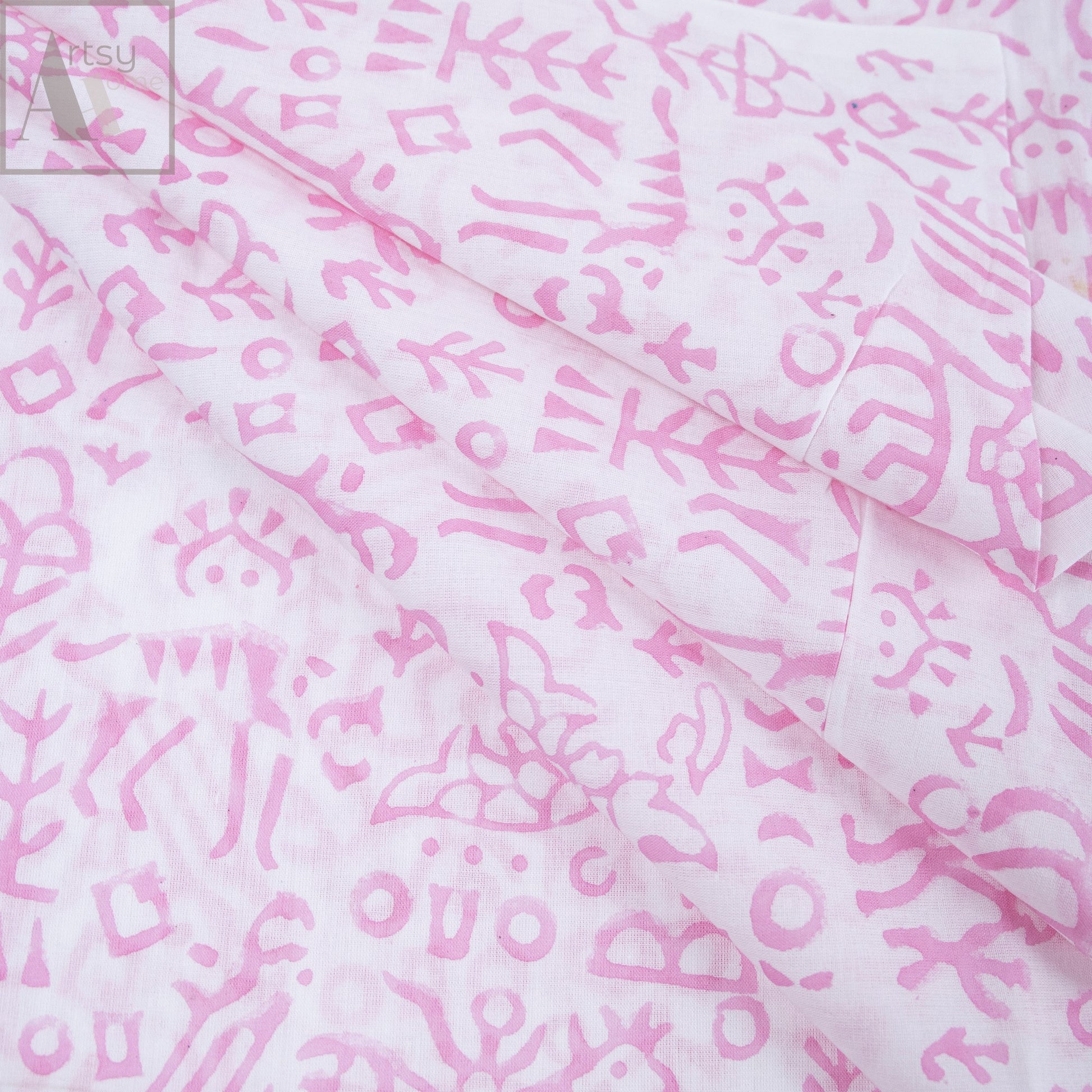 Pink Hand Block Print Fabric Online