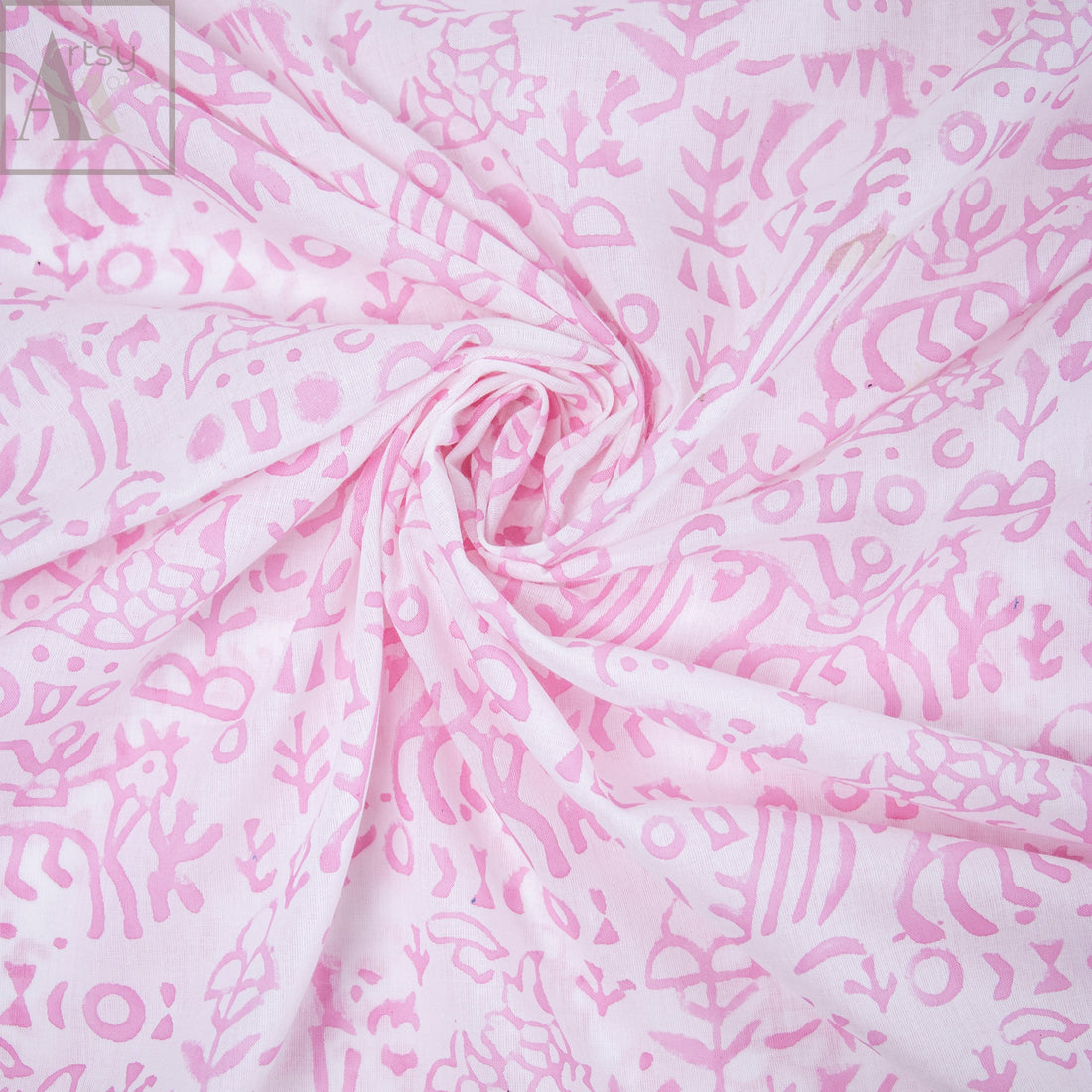 Pink Hand Block Print Fabric Online