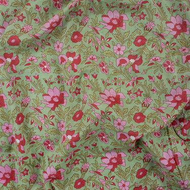 Hand Block Pink Floral Cotton Print Fabric Online