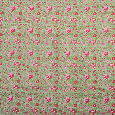 Hand Block Pink Floral Cotton Print Fabric Online