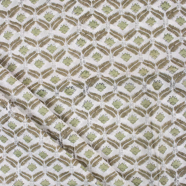 Hand Block Printed Organic Cotton Fabric For Dress