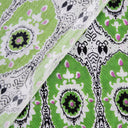 Cotton Block Print Fabric Peafowl Green Feather Material Online