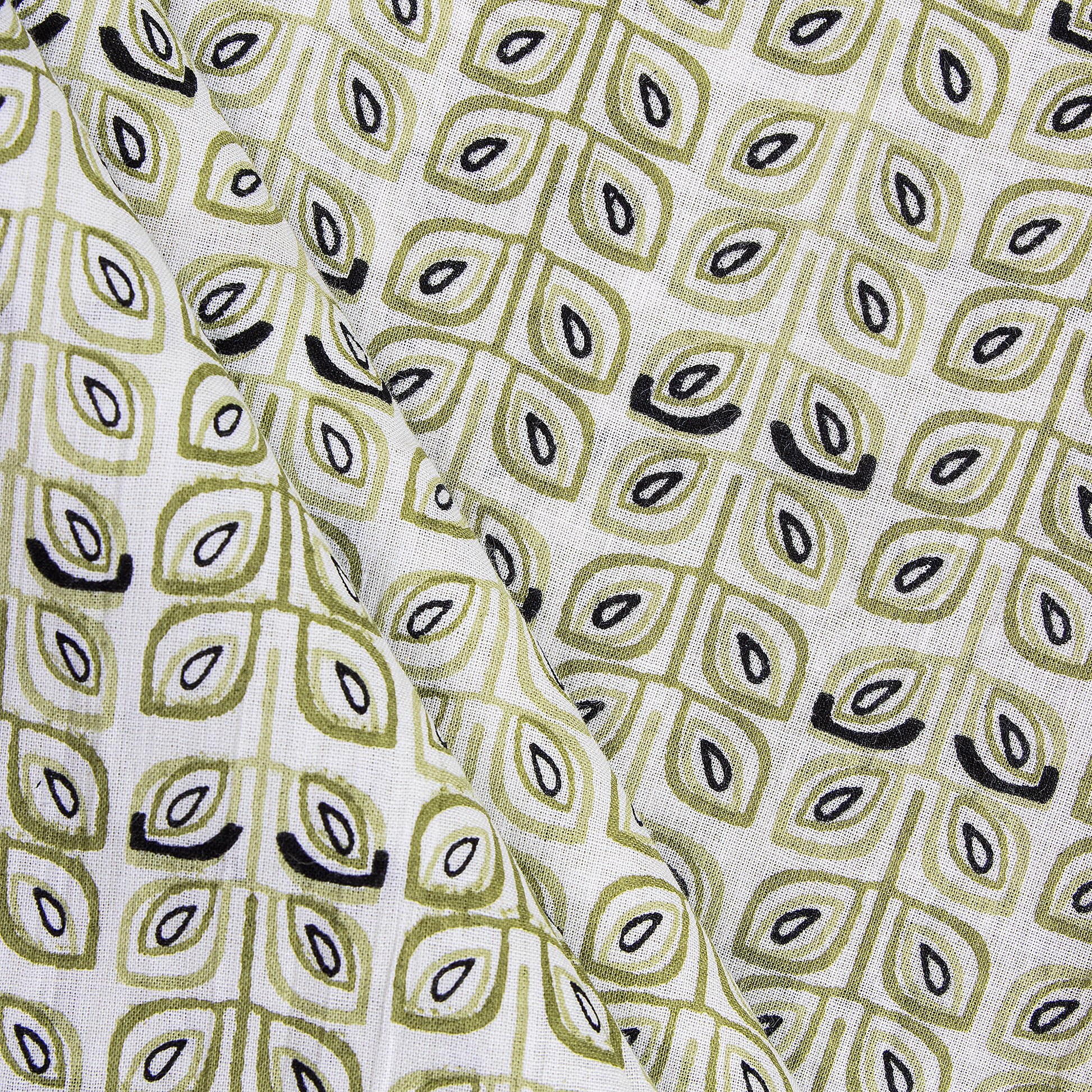 Soft Grey Hand Block Printed Cotton Silk Fabric Online