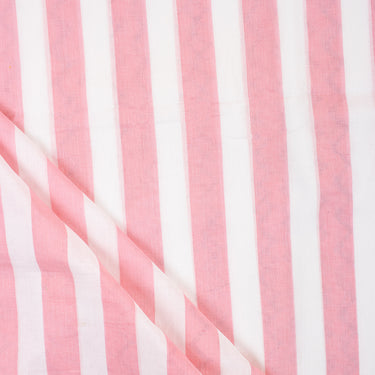 Pink Striped Printed Cotton Fabric