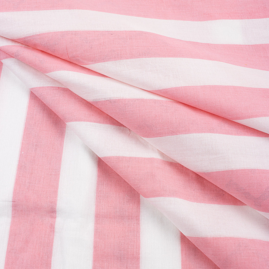 Pink Striped Printed Cotton Fabric