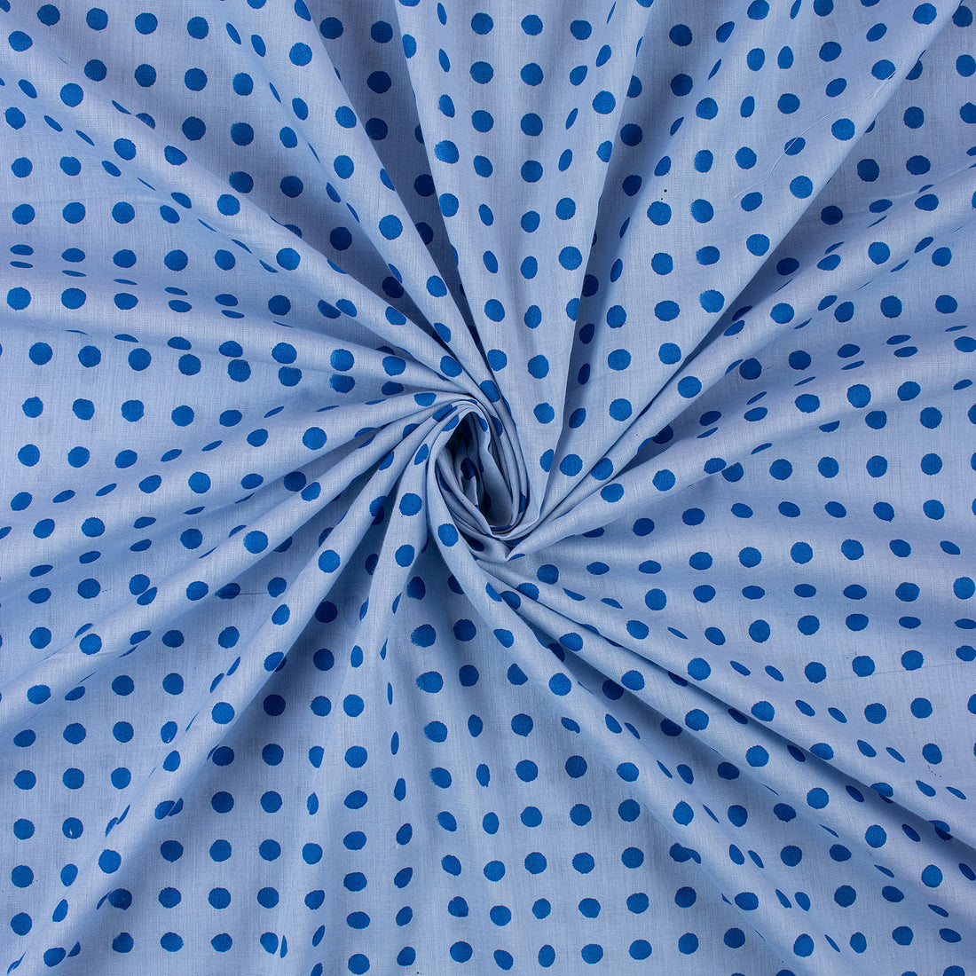 Blue Polka Dots Printed Cotton Fabric