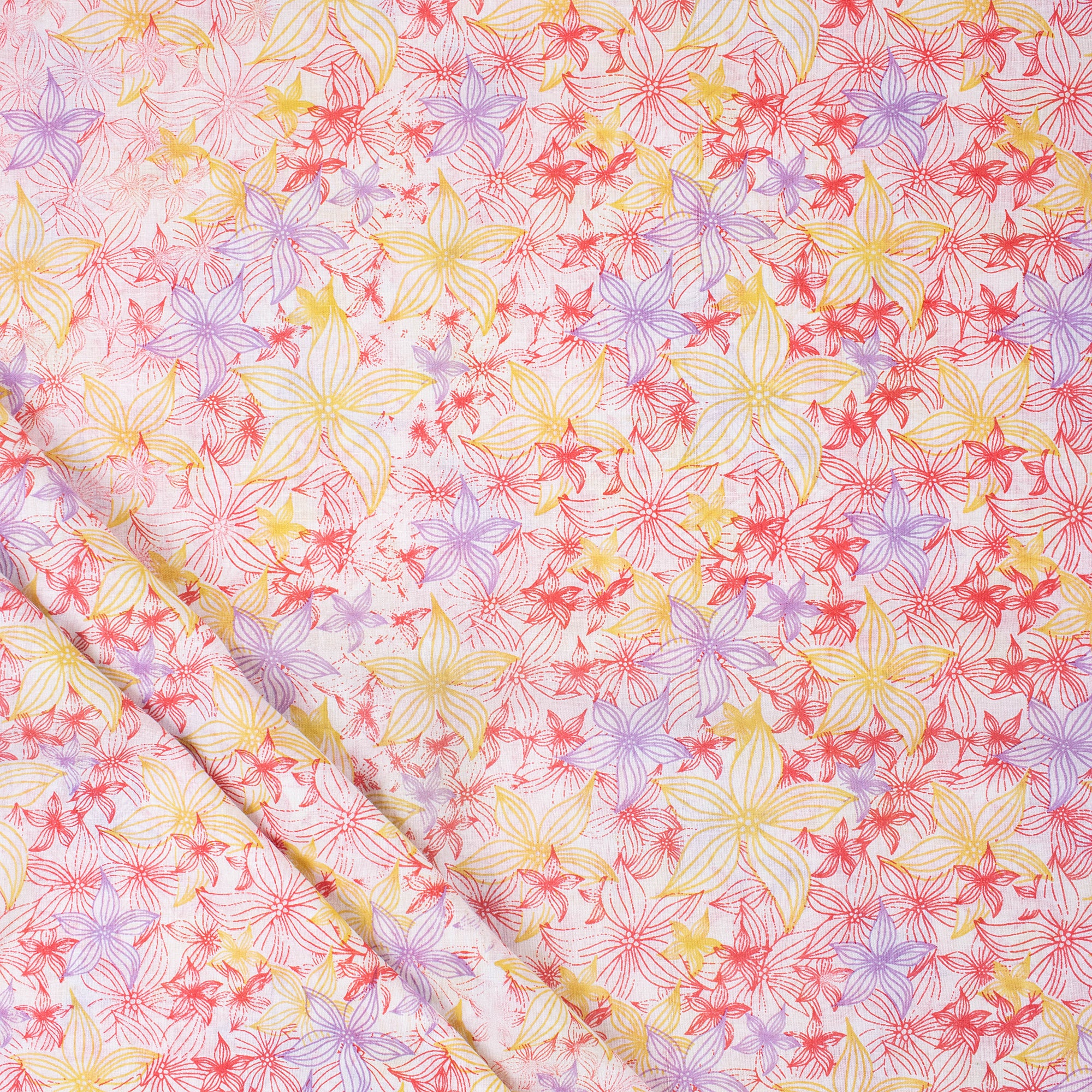 Hand Block Floral Printed Cotton Running Fabric Online