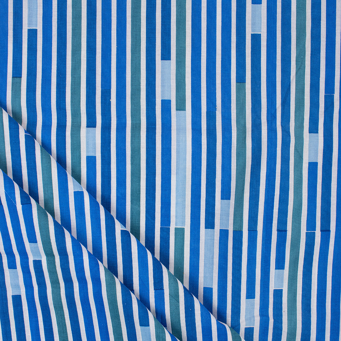 Blue Striped Printed Soft Cotton Fabric