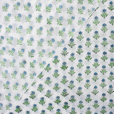 Green Floral Jaipur Block Print Fabric