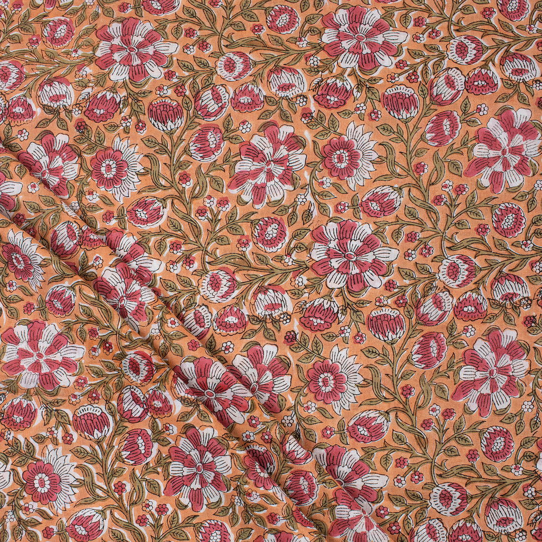 Brown Floral Print Cotton Modal Fabric