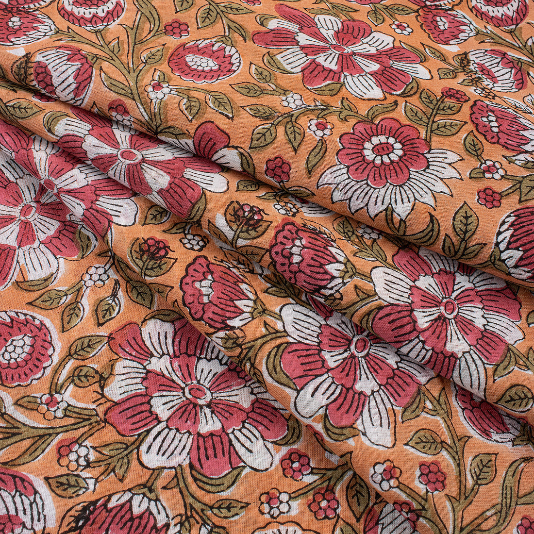 Brown Floral Print Cotton Modal Fabric