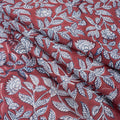 Maroon Floral Self Print Fabric