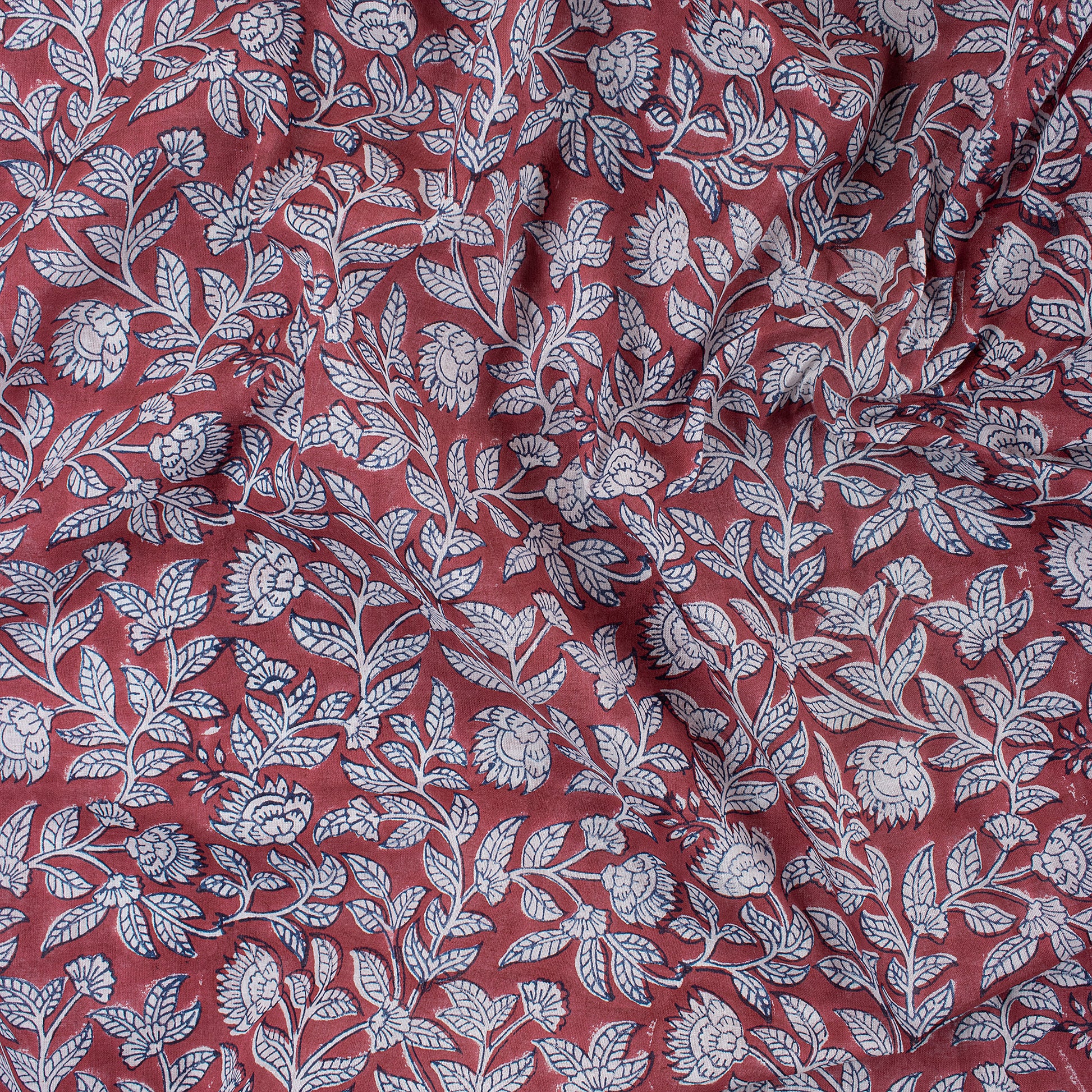 Maroon Floral Self Print Fabric