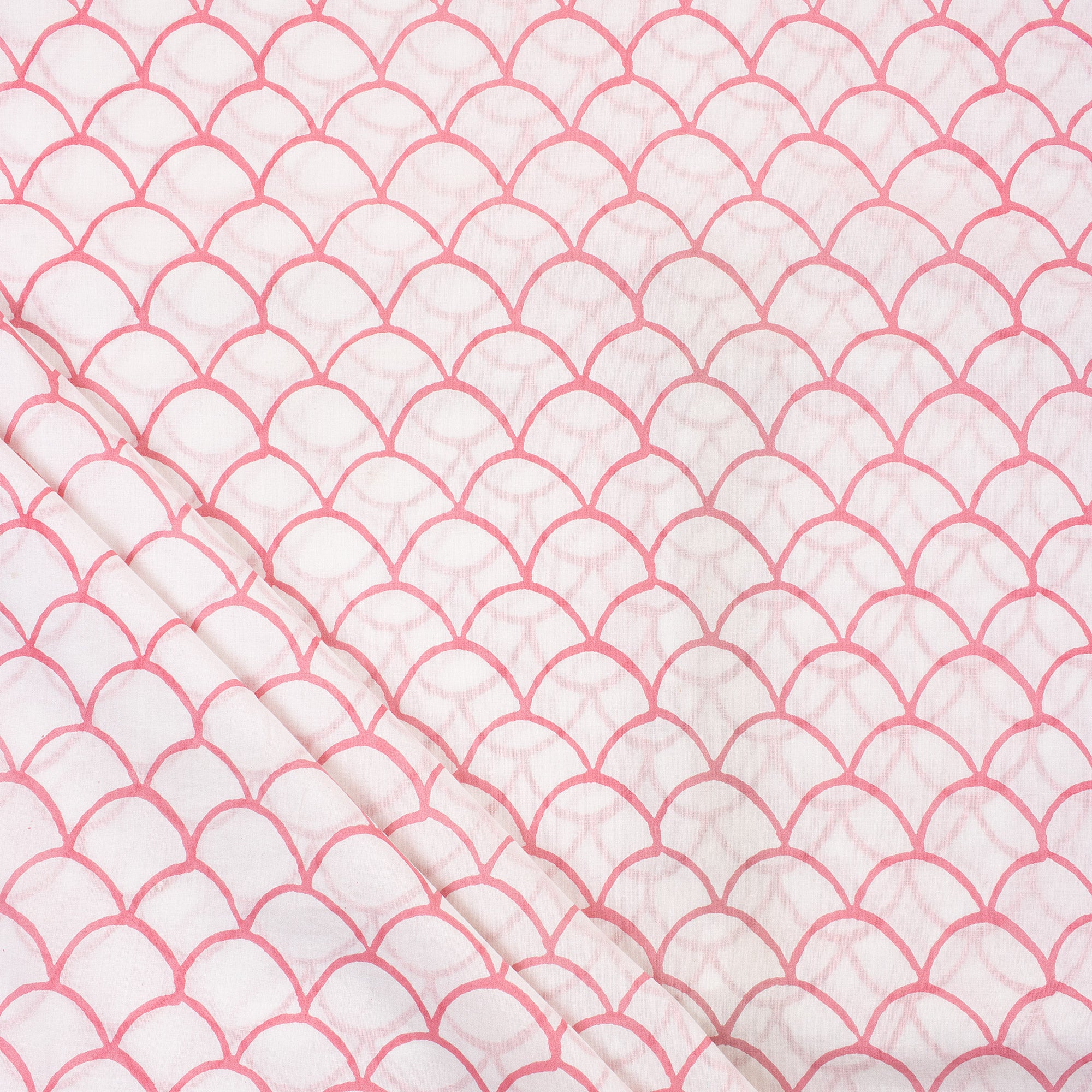 Pink Geometrical Soft Hand Block Print Fabric