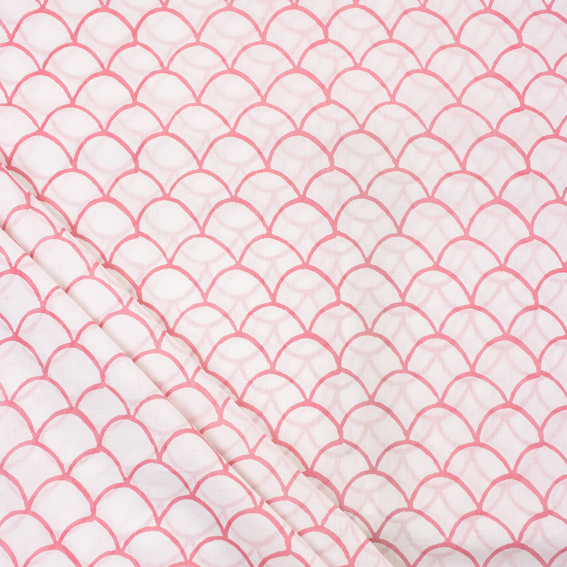 Pink Geometrical Soft Hand Block Print Fabric