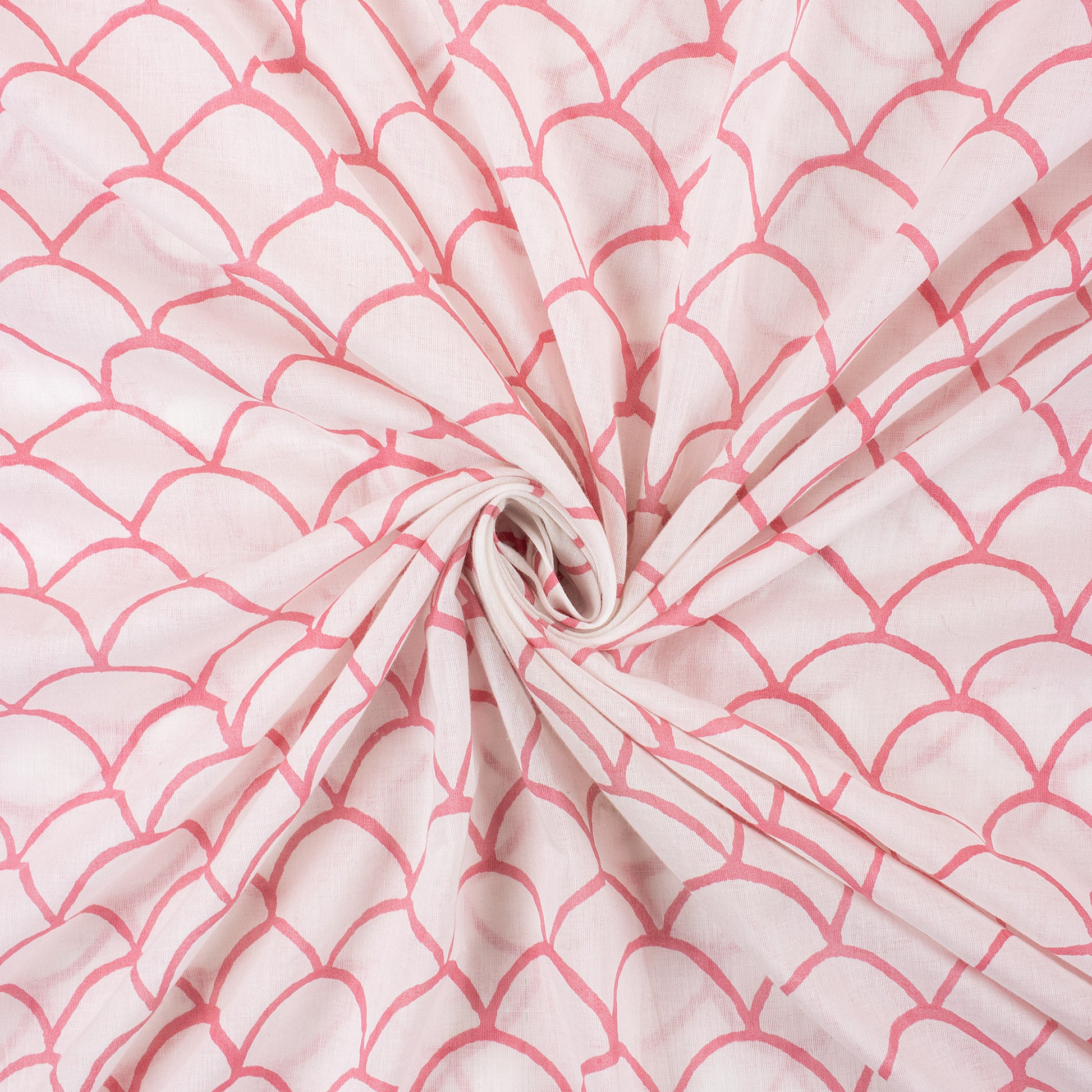 Pink Geometrical Soft Hand Block Print Fabric