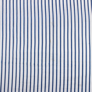 Blue Striped Cotton Hand Block Print Fabric