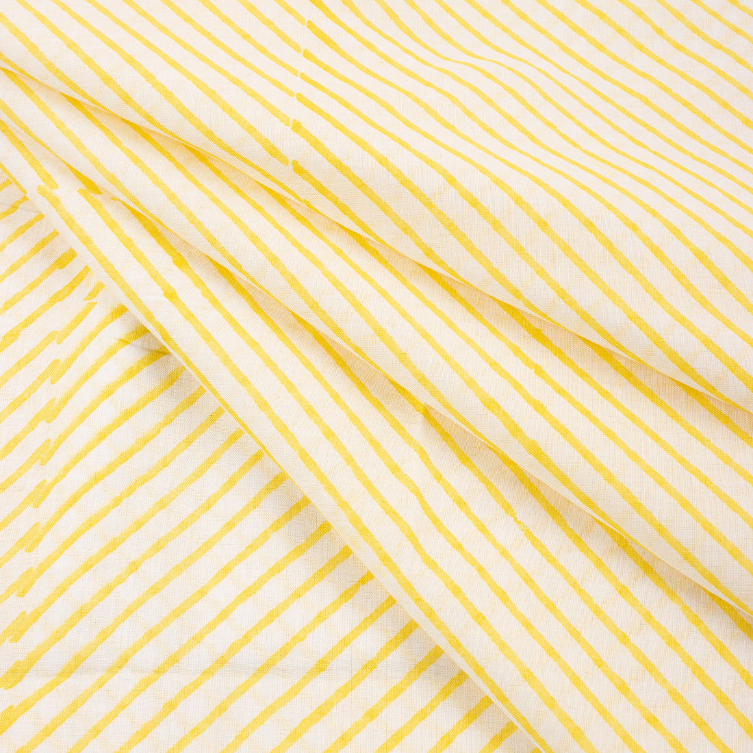 Yellow Striped Print Soft Cotton Fabric