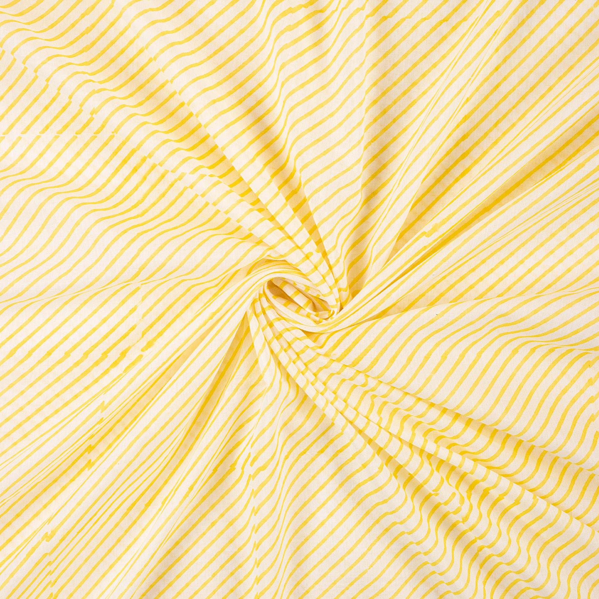 Yellow Striped Print Soft Cotton Fabric