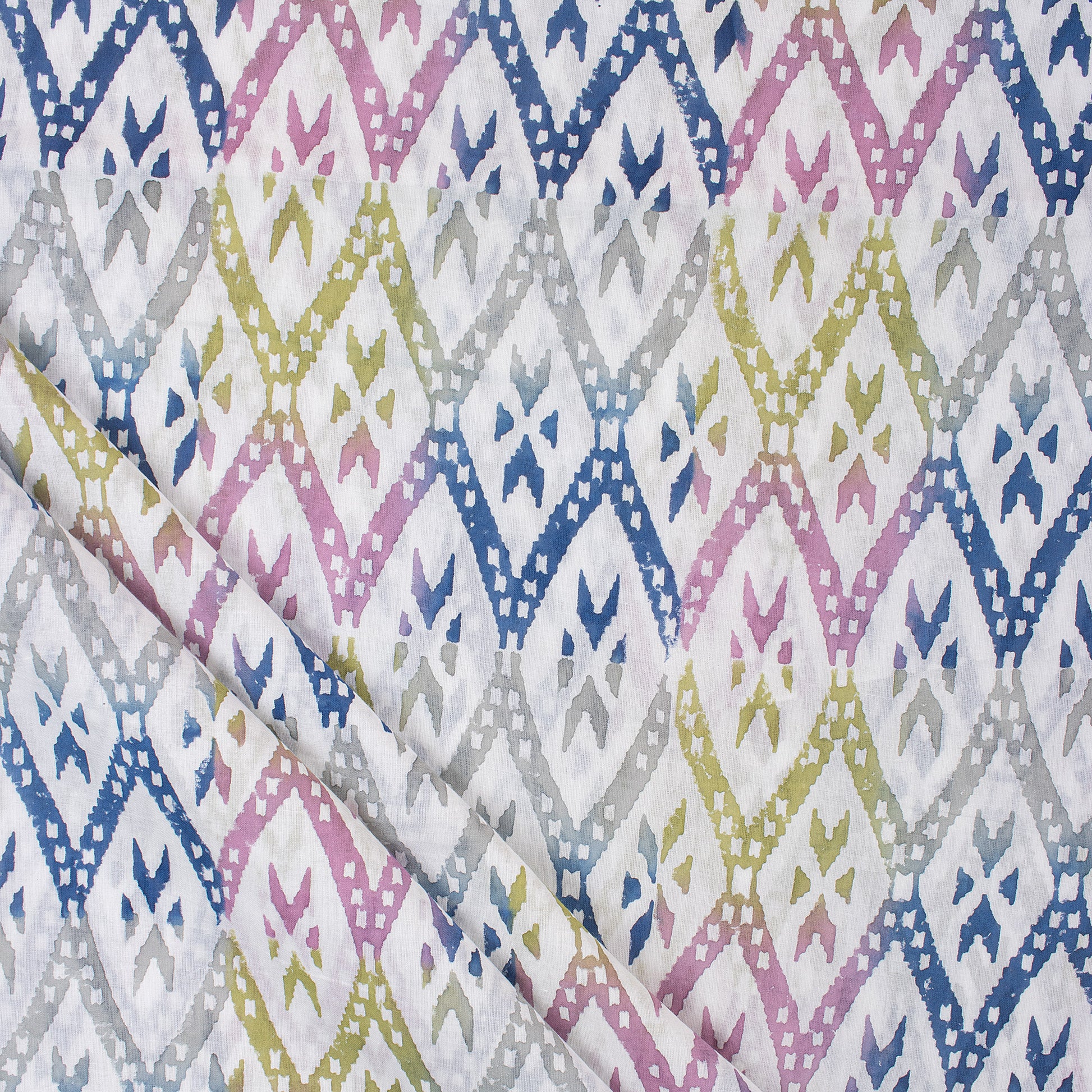 Rainbow Ikat Hand Block Print Fabric