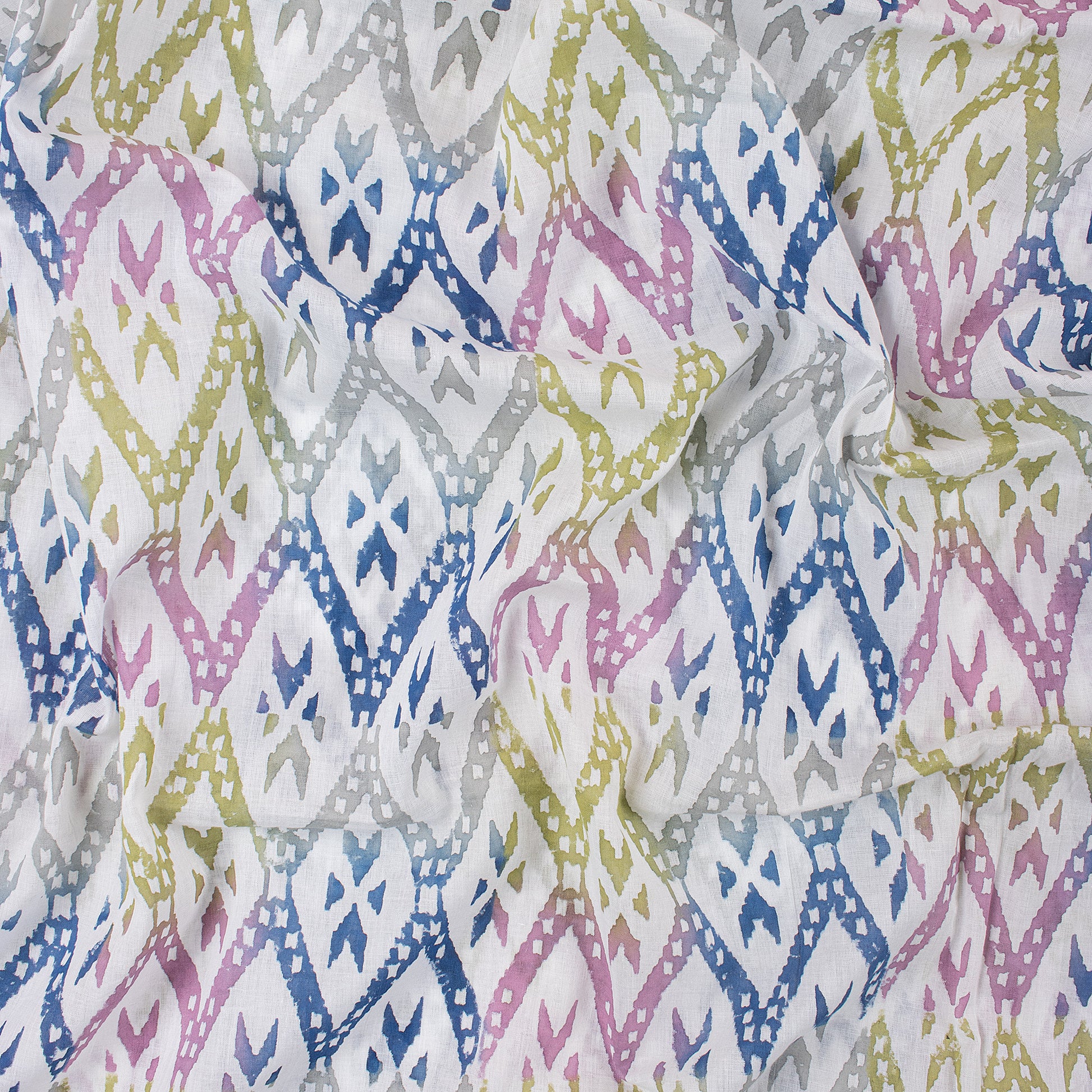 Rainbow Ikat Hand Block Print Fabric