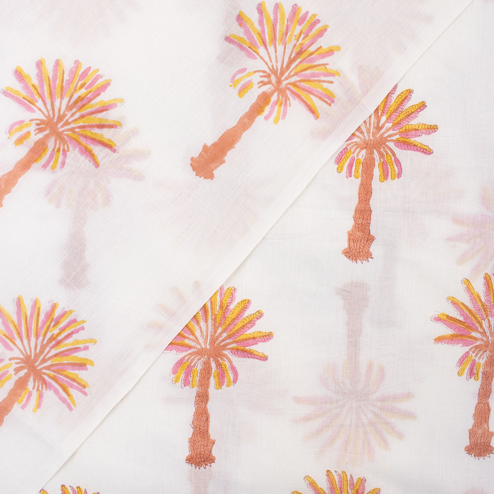 Yellow Palm Tree Jaipur Block Print Fabric Online