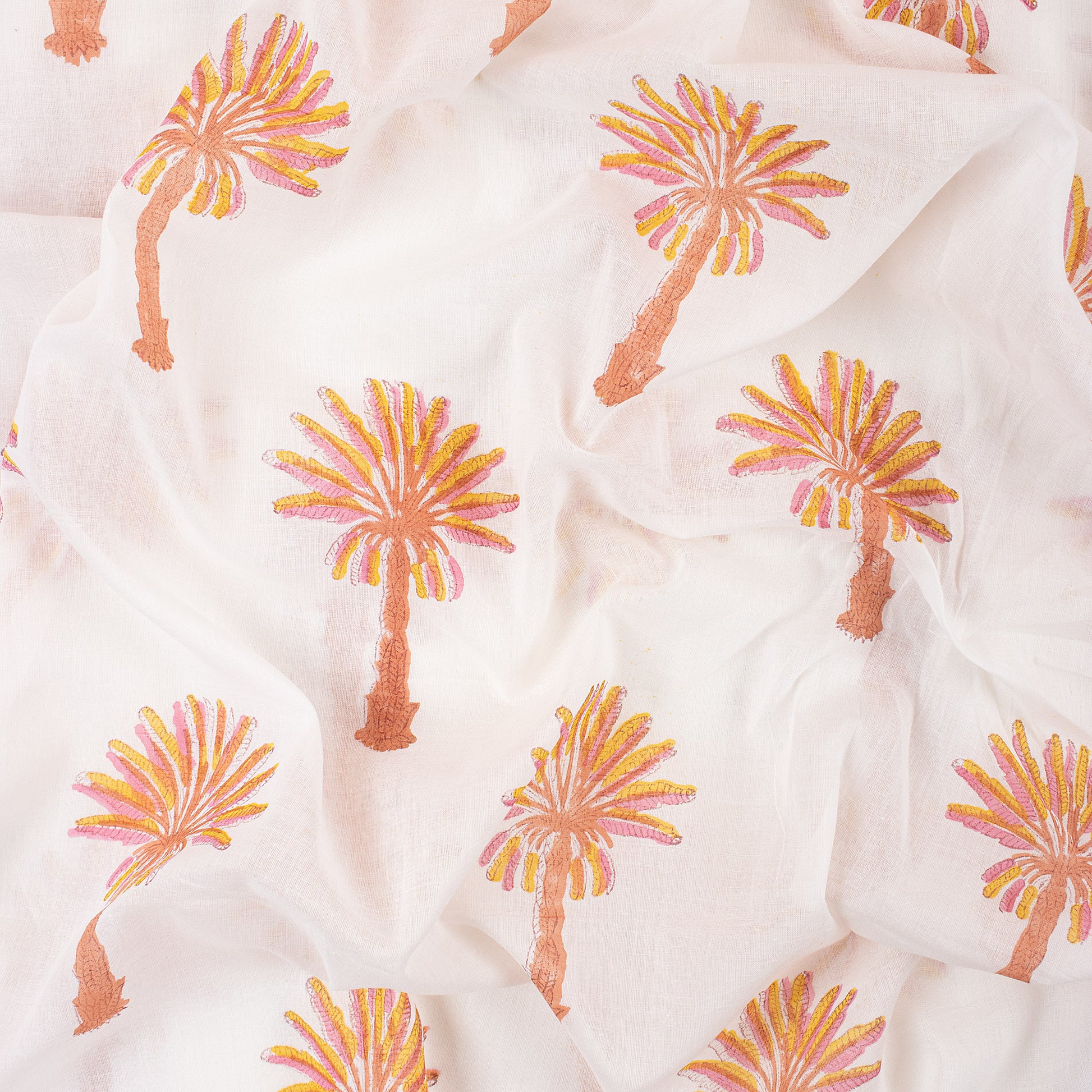 Yellow Palm Tree Jaipur Block Print Fabric Online