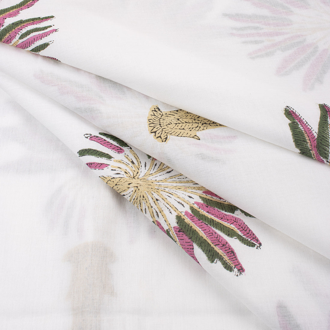 Palm Tree Cotton Hand Block Print Fabric