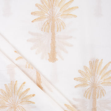 Palm Tree Hand Block Print Cotton Fabric