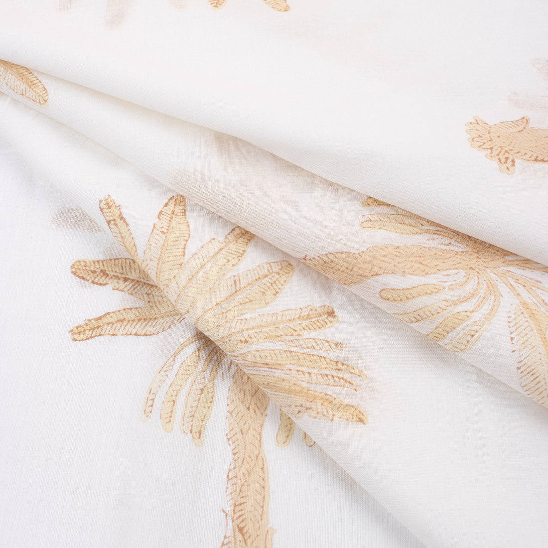 Palm Tree Hand Block Print Cotton Fabric