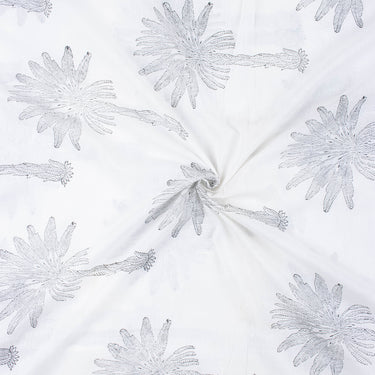 Grey Palm Tree Handmade Block Print Fabric Online