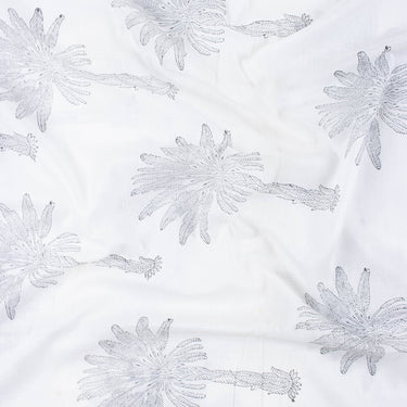 Grey Palm Tree Handmade Block Print Fabric Online