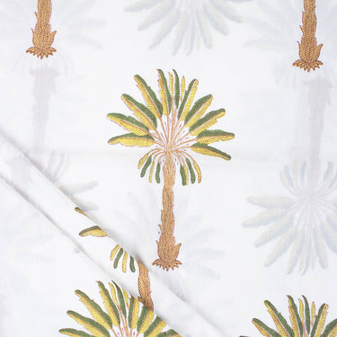 New Palm Tree Block Print Silk Fabric Online