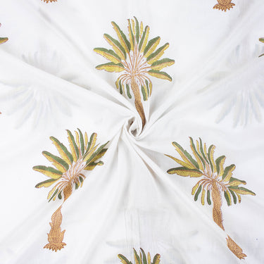 New Palm Tree Block Print Silk Fabric Online