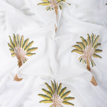 New Palm Tree Block Print Silk Fabric Online