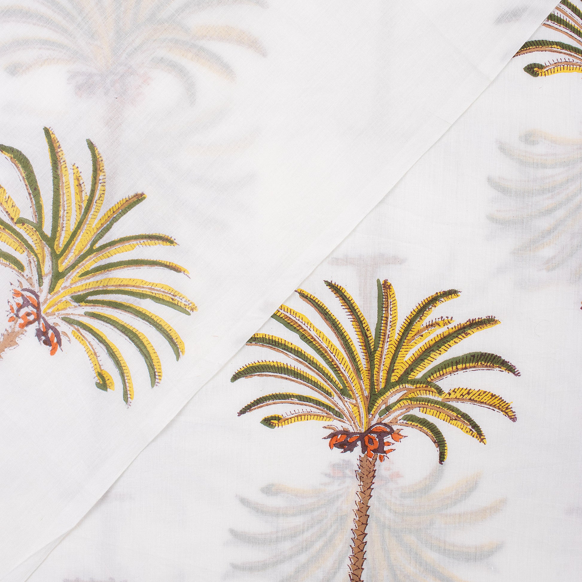 Natural Palm Tree Jaipur Block Print Fabric