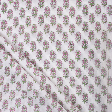 Soft Floral Cotton Block Print Fabric