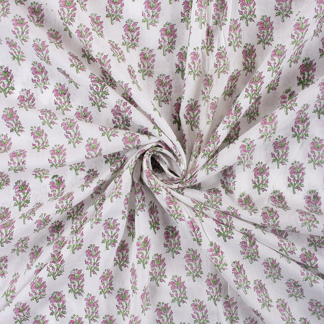 Soft Floral Cotton Block Print Fabric