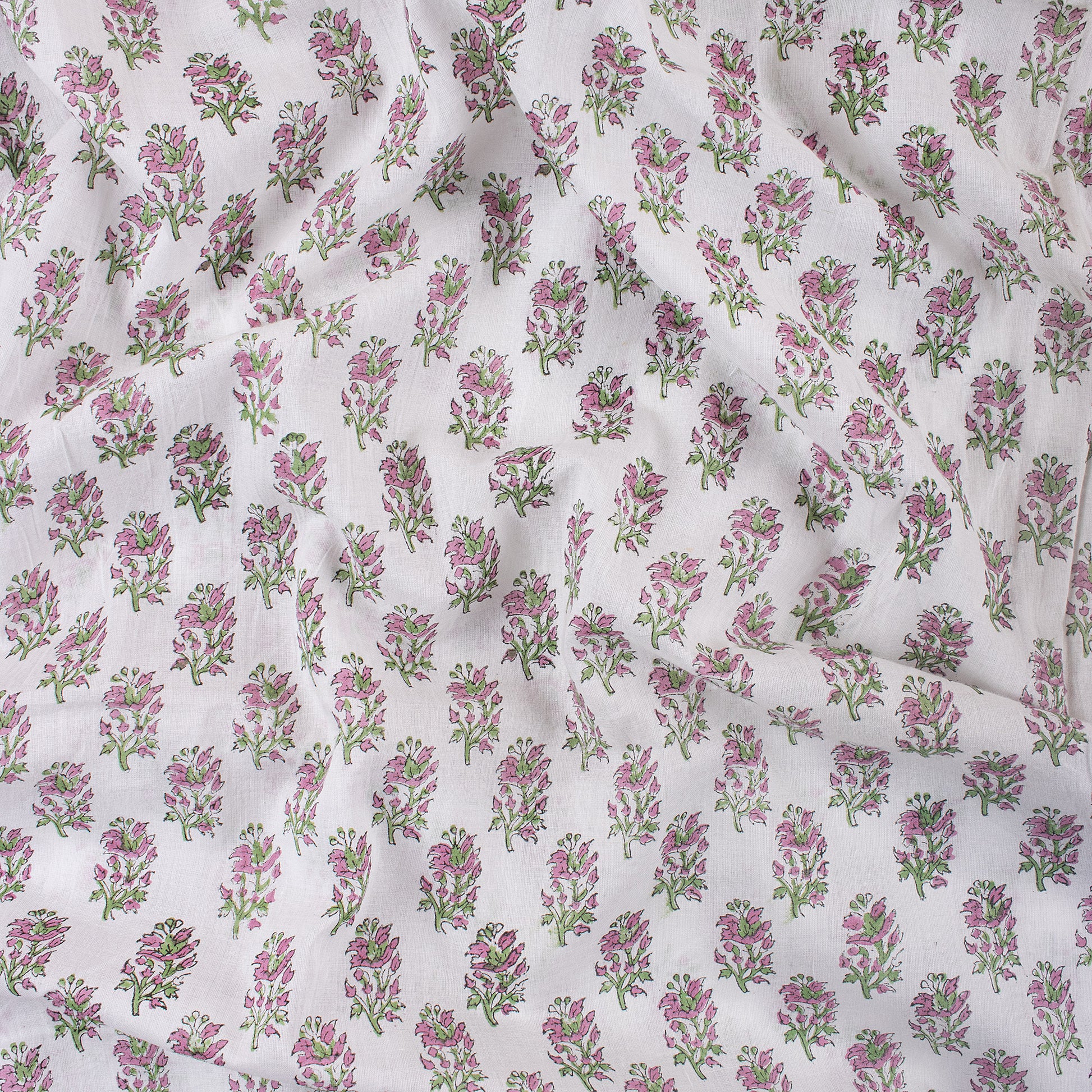 Soft Floral Cotton Block Print Fabric