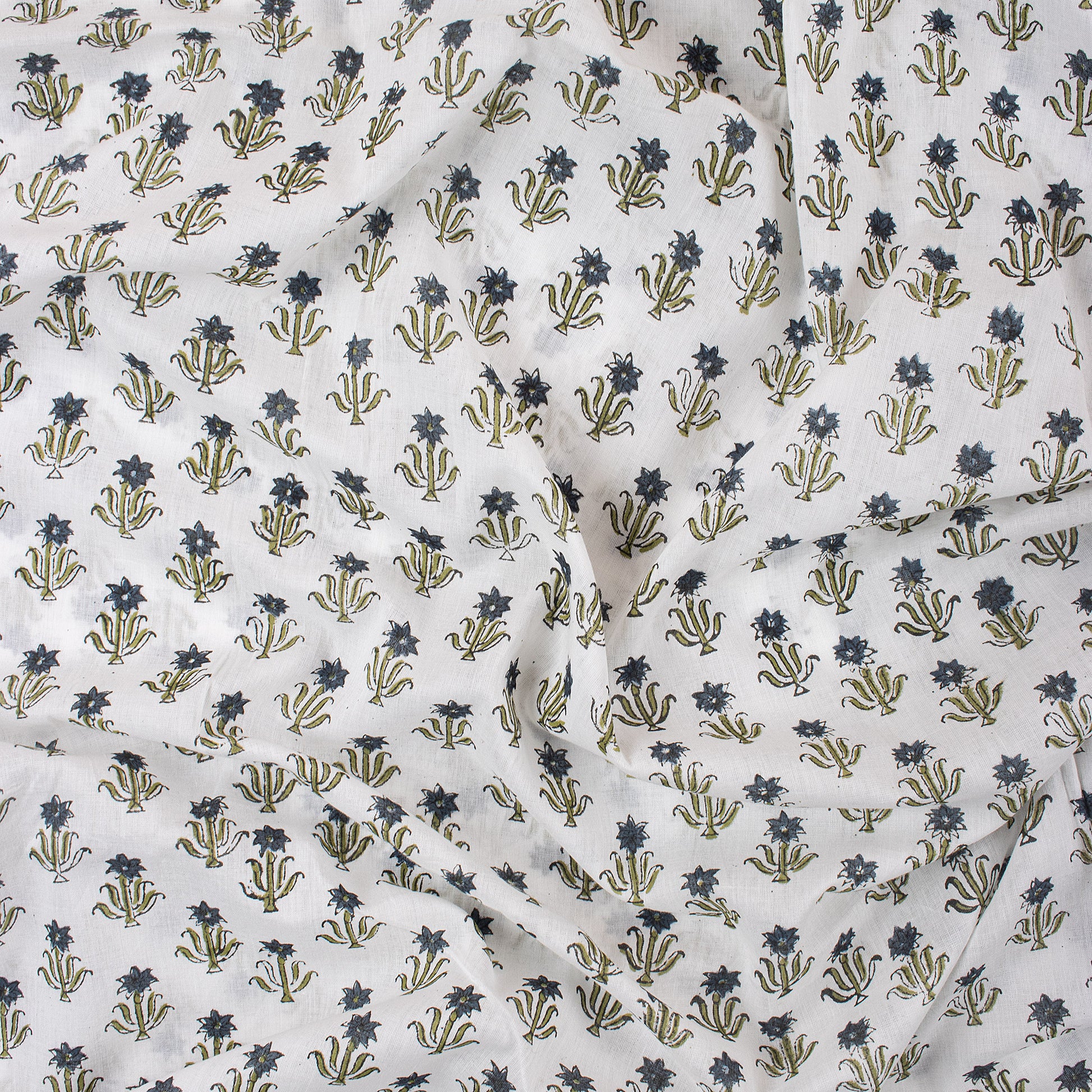 Floral Cotton Block Print Fabric