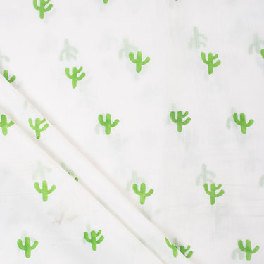 Green Cactus Print Soft Cotton Fabric