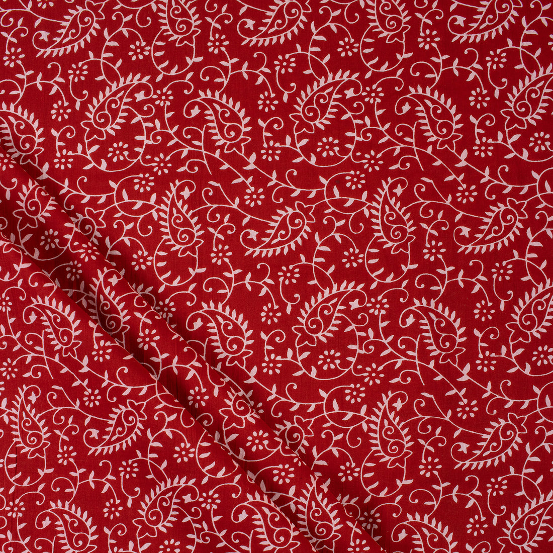 Red Floral Natural Dye Jaipur Block Print Fabric