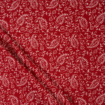 Red Floral Natural Dye Jaipur Block Print Fabric