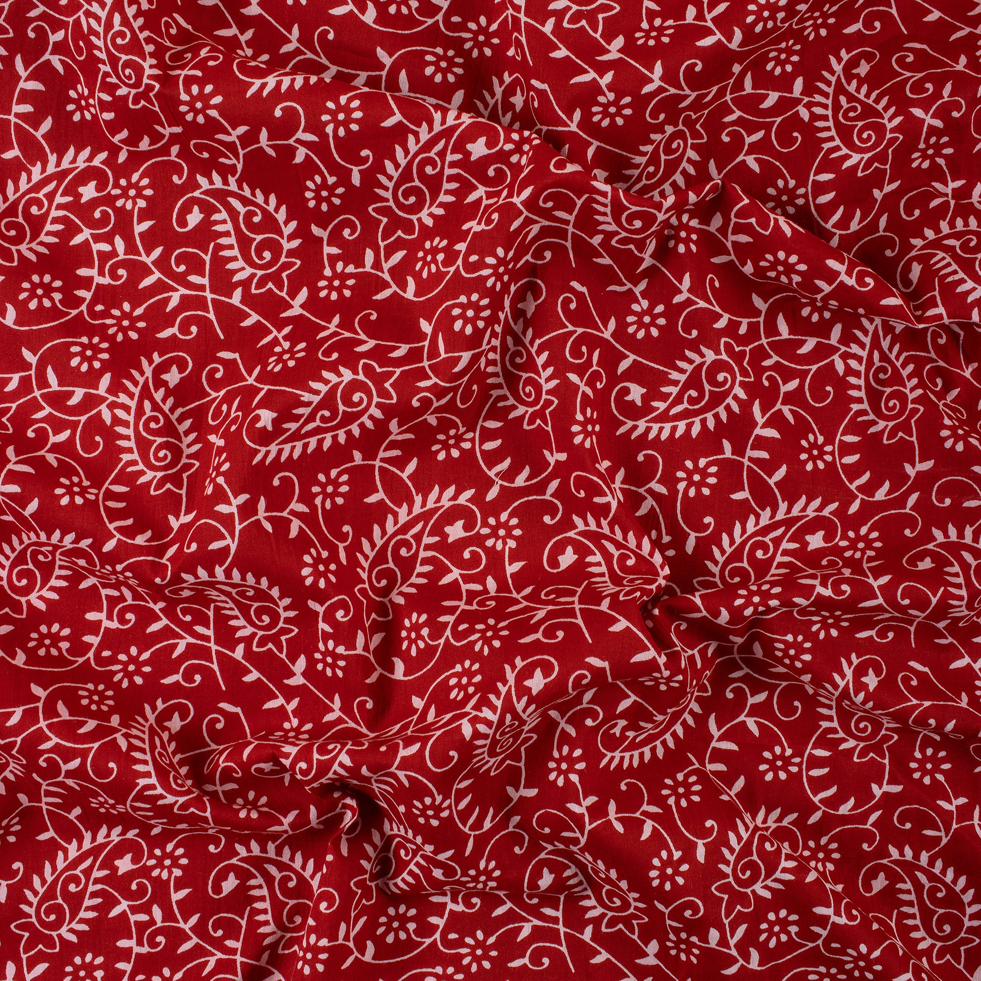 Red Floral Natural Dye Jaipur Block Print Fabric