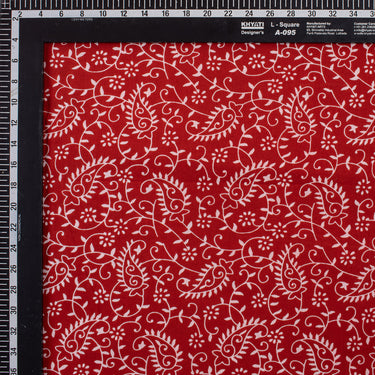 Red Floral Natural Dye Jaipur Block Print Fabric