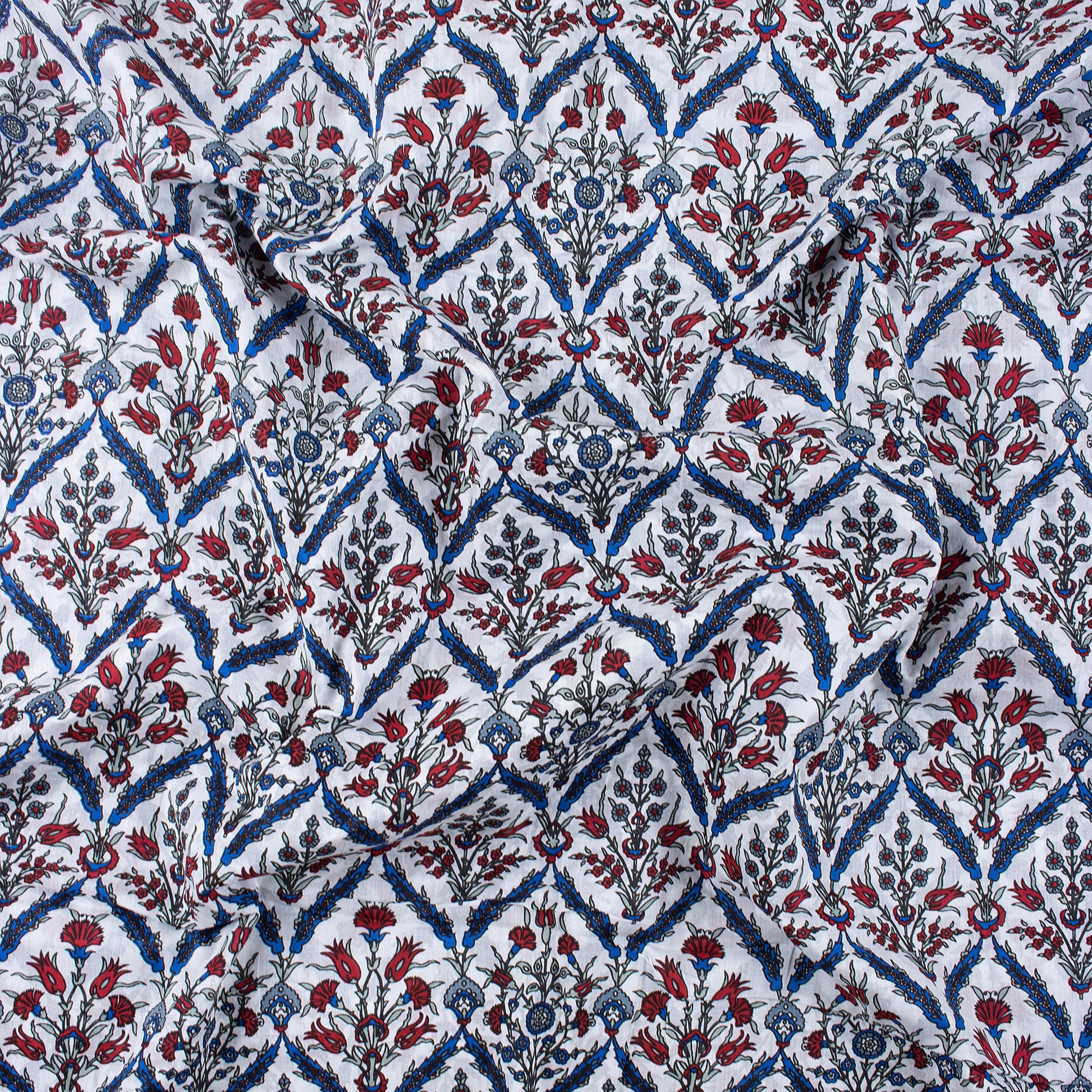 Blue Floral Block Print Fabric Online